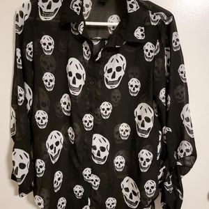 Skull Print Button Down